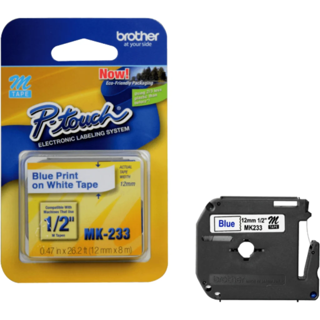 Imagen 1 de Catridge BROTHER MK233 12mm Azul sobre Blanco tape for PT80/PT90 