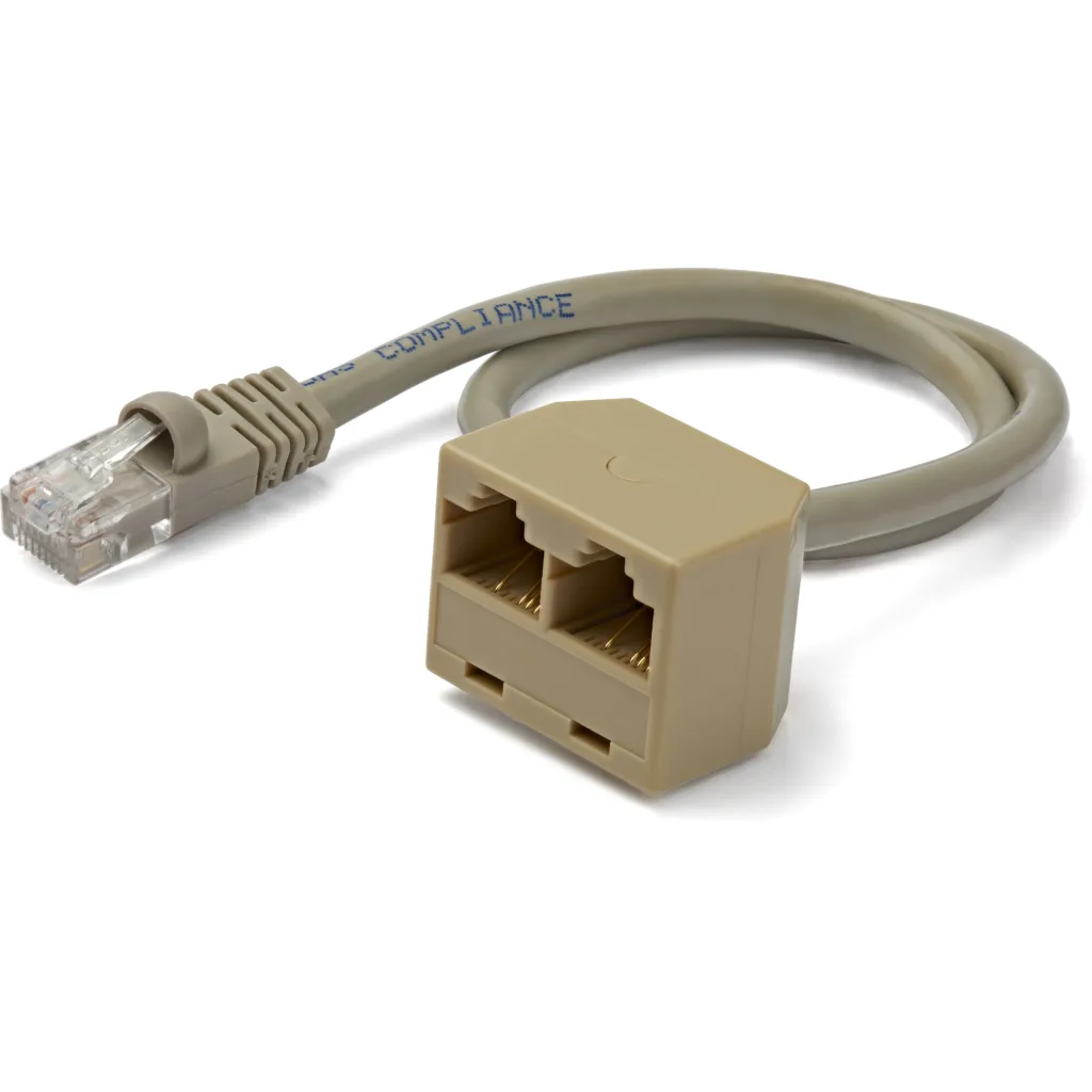2-to-1 RJ45 Splitter Cable Adapter - F/M