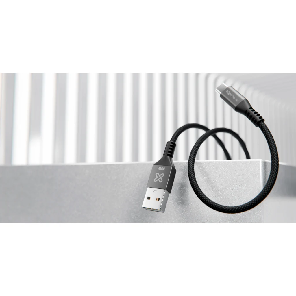Imagen 5 de Cable USB-C a USB-A v2.0 M/M 30W 1.8mts Negro - KlipXtreme KAC-050-6FT