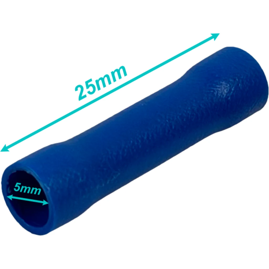 Imagen 3 de BV2.0 1,5-2,5mm2 50-un Conector Azul Aislado PVC Largo-25mm 16-14AWG