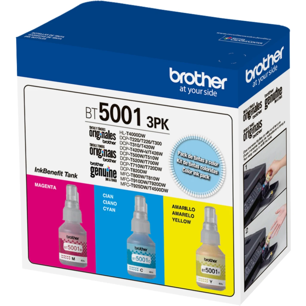 Imagen 1 de Pack 3x Botella de Tinta Brother BT5001 Bt5001 T300/500/700/800/900w 5000Pág