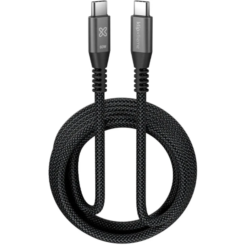 Cable USB Tipo-C M/M v2.0 24pin 3mt 60W Color negro - Klip Xtreme KAC-250-10FT