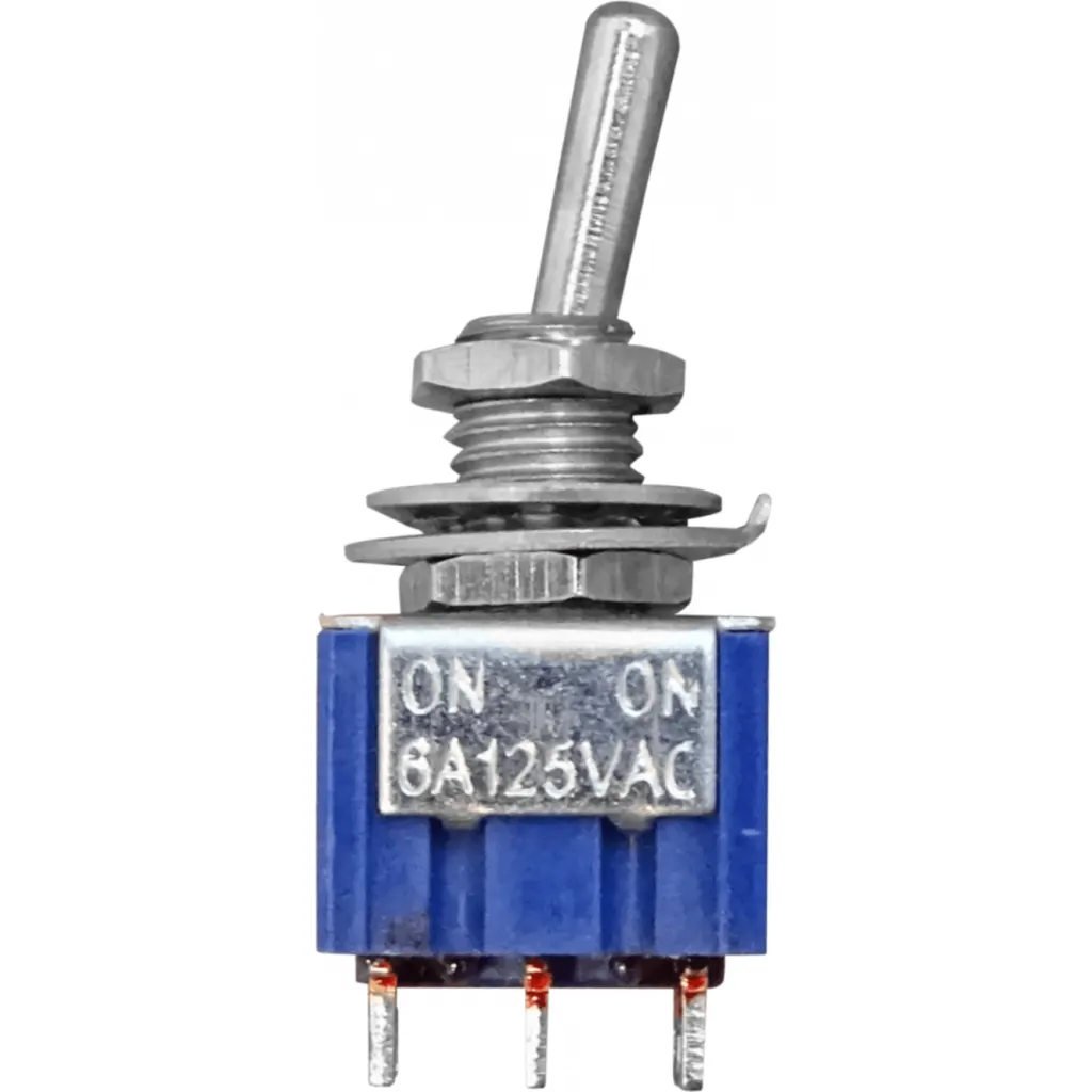 Imagen 3 de Interruptor 6-Pin 2-Pos Celeste ON-ON Toggle Perilla 250V 3AMP DPDT
