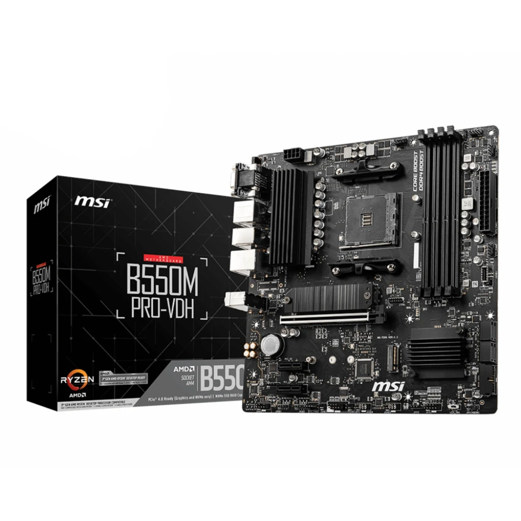Tarjeta Madre MSI B550M PRO-VDH AMD AM4 4*DDR4 2*M.2 DP HDMI VGA LAN mATX