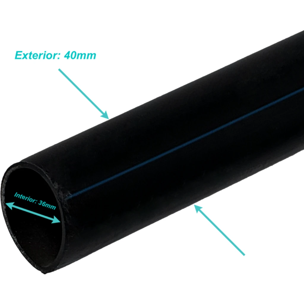 Plansa 40mm-ext 2,2mm Rollo 100mts Negra HDPE Polietileno Reciclado