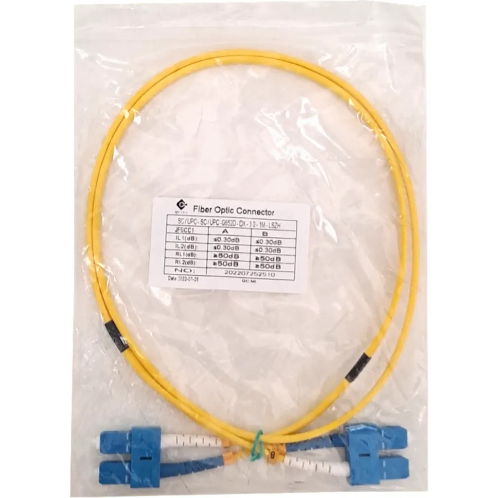 1mt SC-SC/UPC MonoModo SM Duplex Jumper Cable Fibra 9/125um 3mm