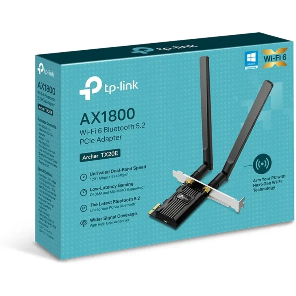 Imagen 1 de Tarjeta de Red TP-Link Archer TX20E V2 PCIe 802.11ax, Bluetooth 5.2 WIFI6 LowPro