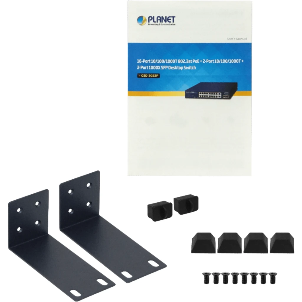 Switch PLANET 18-1000(16-PoE+af/at) 185W-tot 2-SFP Switch Rack19p 20-puertos