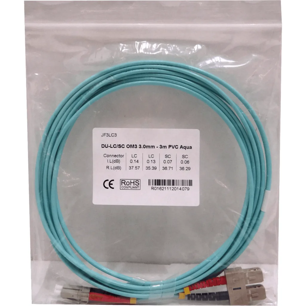3MT LC-SC OM3 MULTIMODO MM DUPLEX JUMPER FIBRA 50/125UM