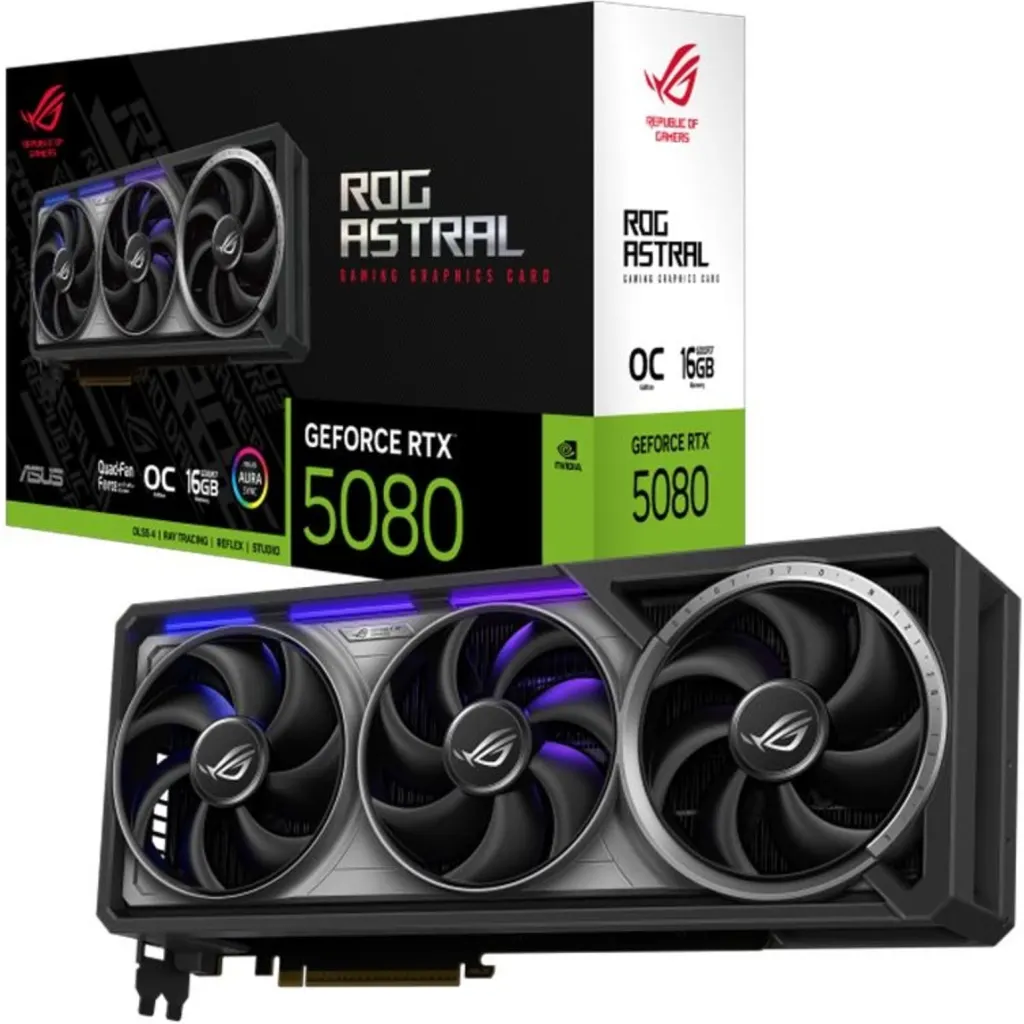 Tarjeta de Video Asus ROG Astral  RTX 5080  OCEd 16GB GDDR7 2¨*HDMI 3*DP 3.8Slot