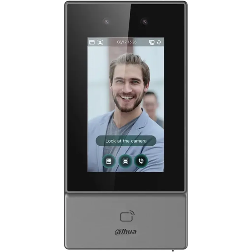 "DHI-ASI6213S-PW. Control de acceso Dahua IP65 camara de 2MP pantalla de 4.3"" reconocimiento facial H"