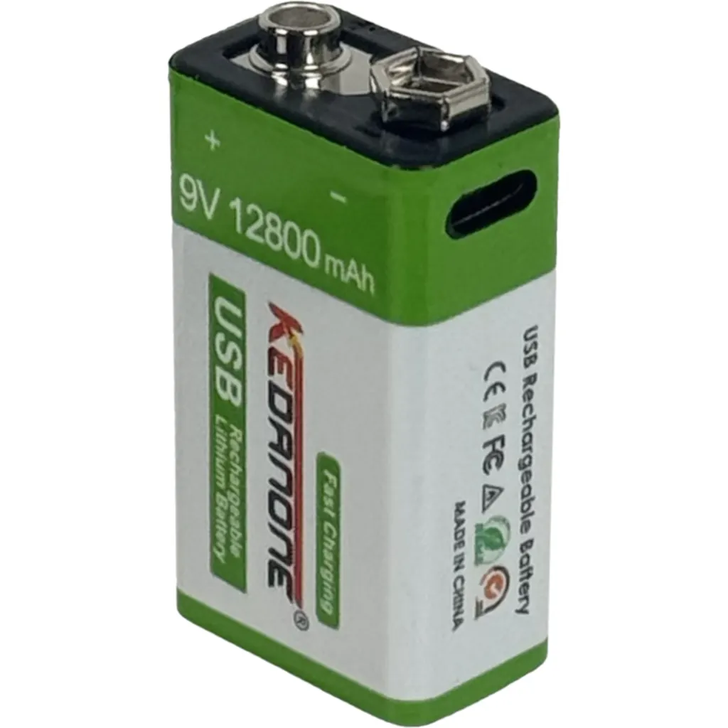 Imagen 1 de 9V USB-C Recargable 12800mAH Litio Pila/Bateria