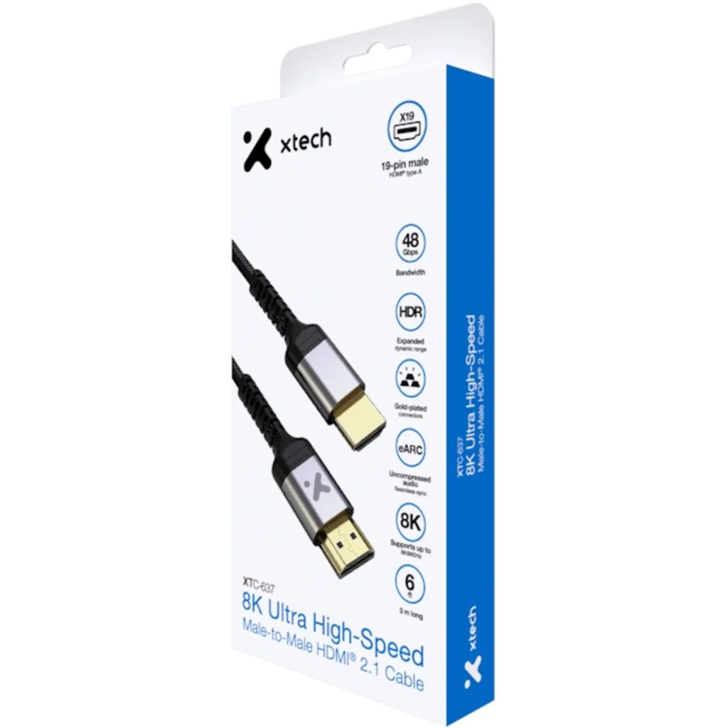 Imagen 2 de Cable HDMI v2.1 M/M 8K 60Hz 1.8mts - Xtech XTC-637
