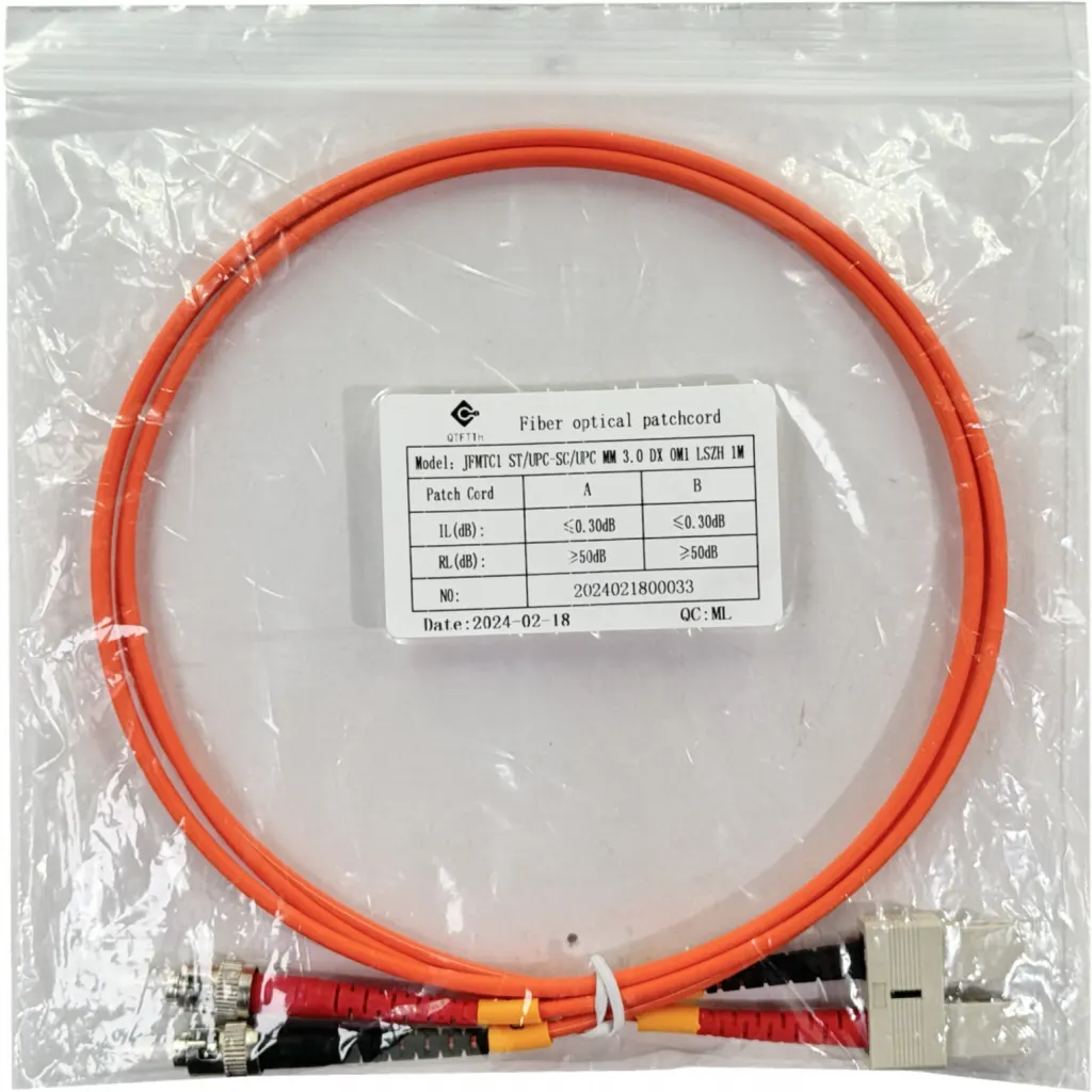 Imagen 2 de 1mt ST-SC OM1 MultiModo MM Duplex Jumper Fibra 62.5/125um LSZH 
