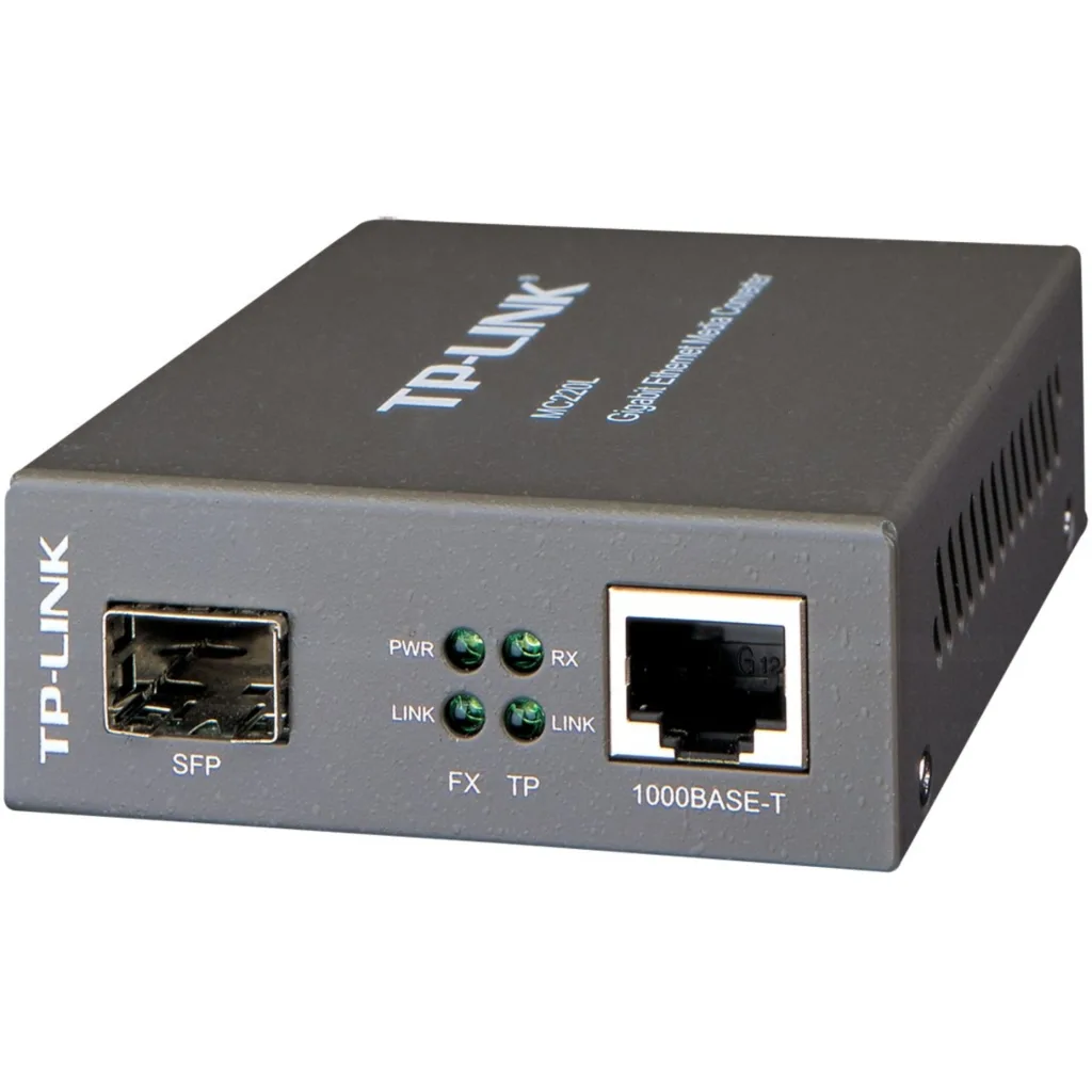 Convertidor de Medios TP-LINK 1-SFP 1-1000-RJ45 Ethernet Gigabit Plug-5.5x2.1mm