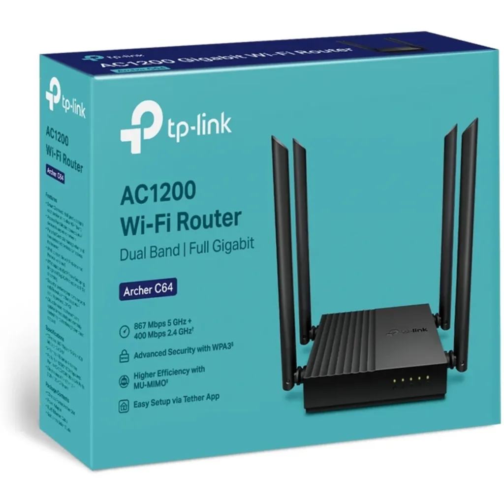 Imagen 3 de Router TP-Link ARCHER C64 AC1200 Wireless MU-MIMO WiFi 4 antenas 2.4/5Ghz