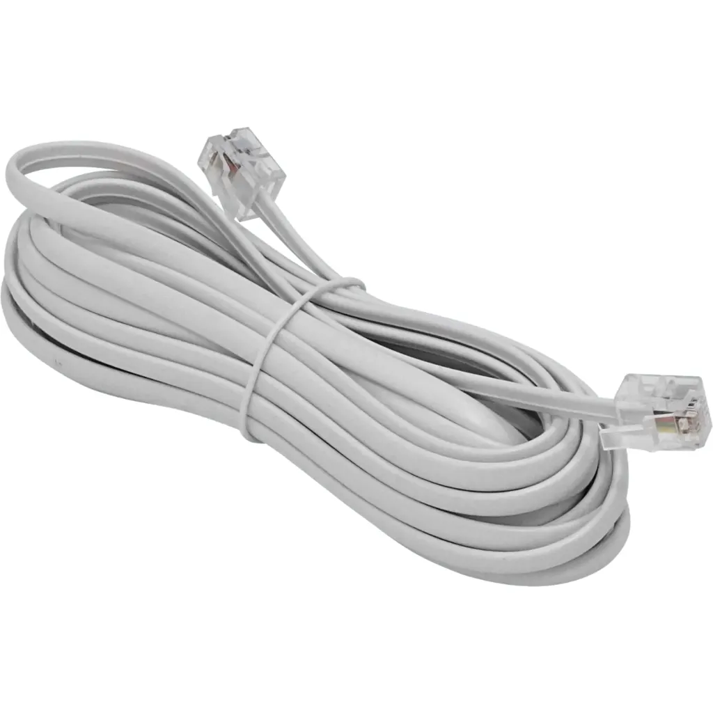 Imagen 1 de 4,5mt Marfil Cable Telefonico 4-Conductores RJ11/14 M-M 6P4C Extension