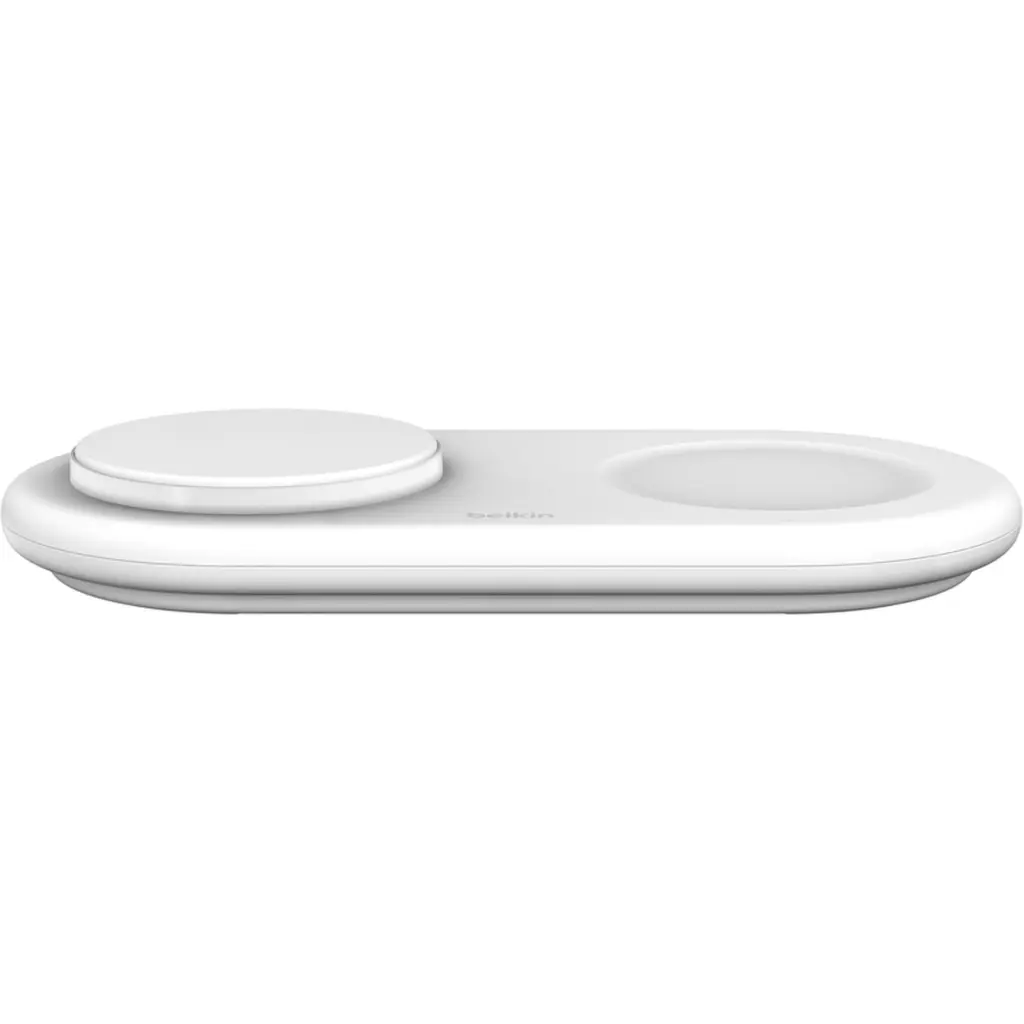 Imagen 1 de Base de carga 2 en 1 inalambrica plana Qi2 con USB-C Belkin blanca