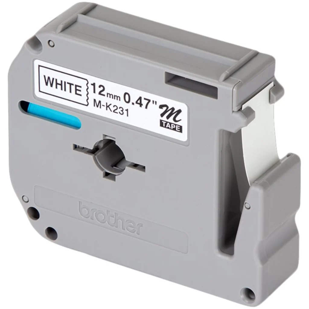 Imagen 2 de Cinta Rotuladora Brother M-231Negro sobre Blanco 12mm 8mts PT-90/100/110 PT70/80