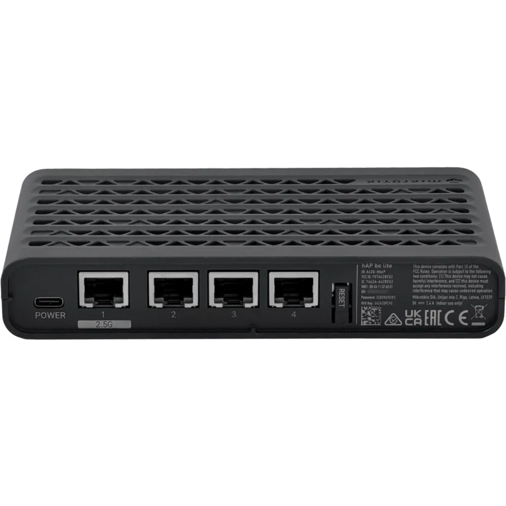 Imagen 3 de MIKROTIK WiFi7 1-2.5G 3-1000 2-950MHz 2,4/5GHz Router AP USB-C inc-5V