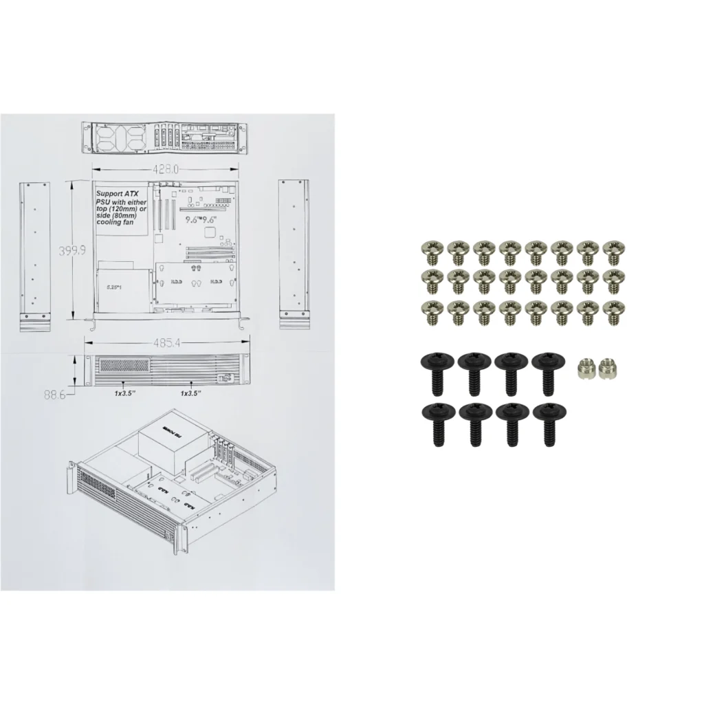 Imagen 3 de LINKMADE 2U CASE RACK C/RIEL MICRO-ATX 4-PCI-LOW-PROFILE REQ/FATX