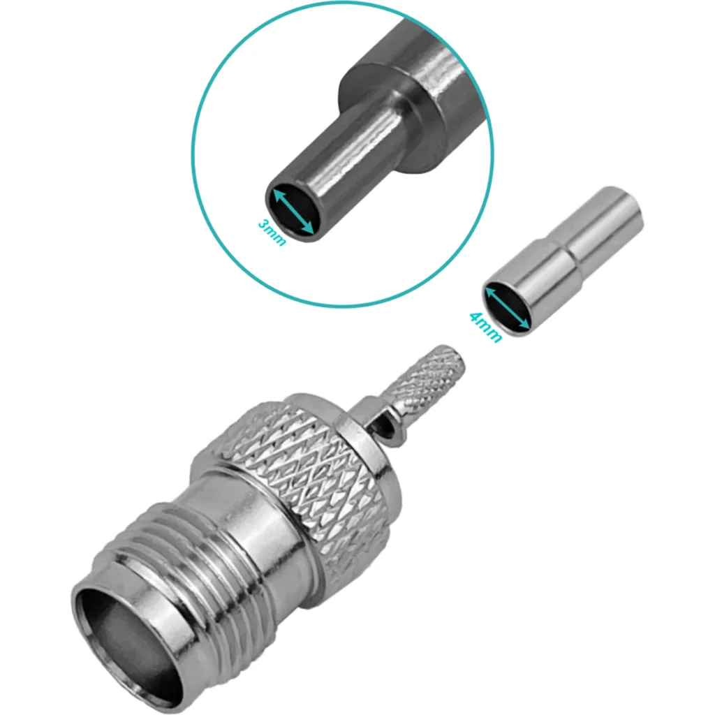 Imagen 3 de .TNC-Hembra RG316 Conector Coaxial Crimpeable CA100 RG174