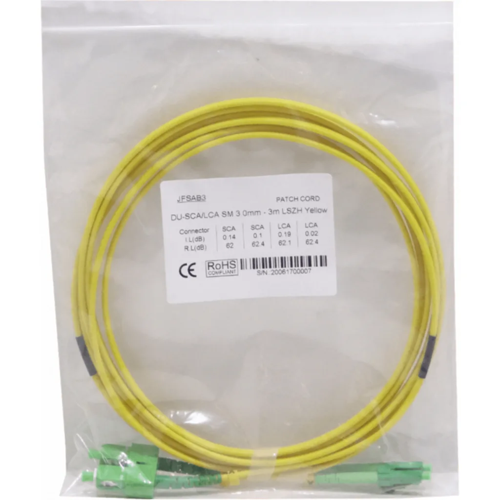 Imagen 2 de 3mt SC/APC-LC/APC MonoModo SM Duplex Jumper Cable Fibra 9/125um 3mm 