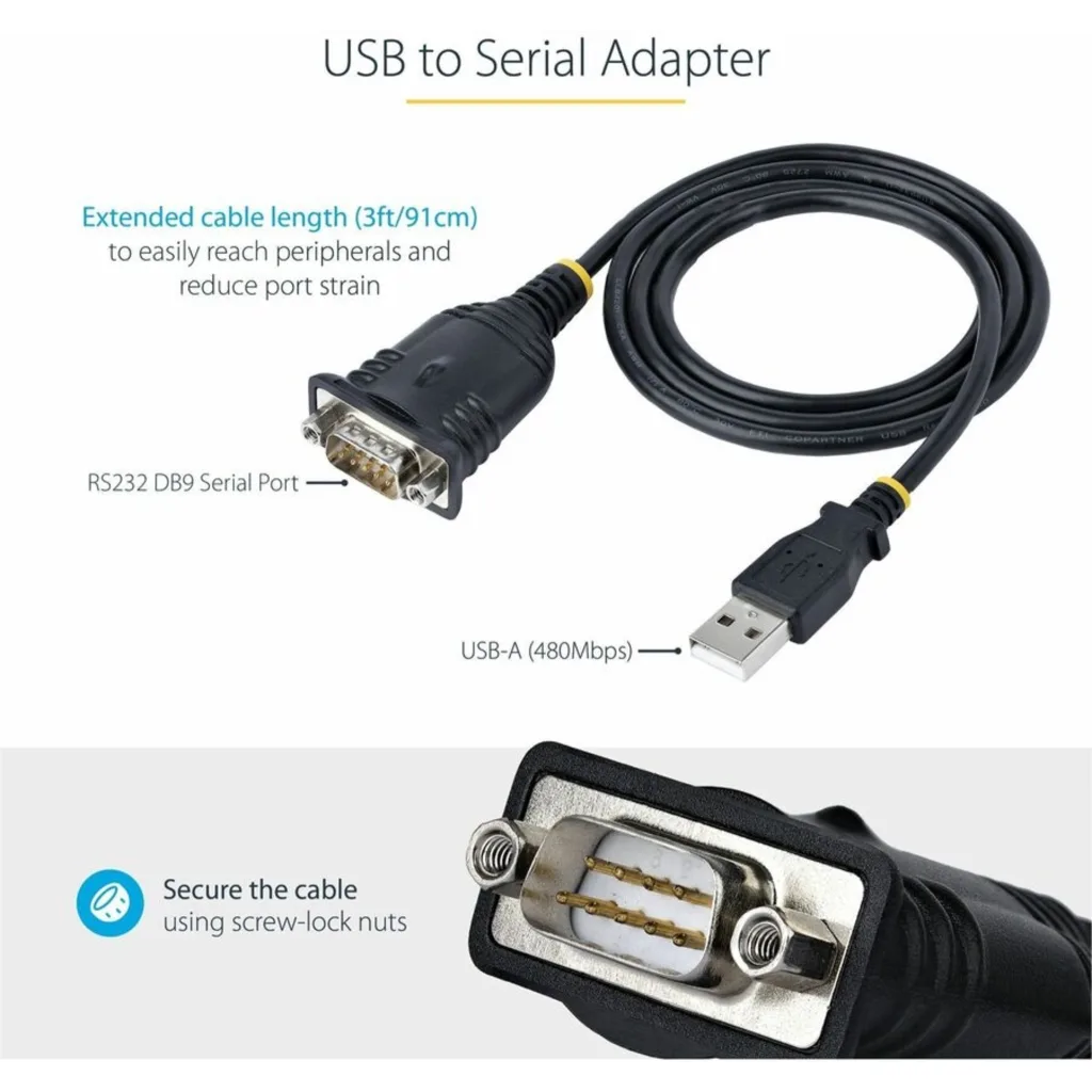 Imagen 2 de Cable Adaptador USB a Serial RS232 1mt 3ft para PLC/Impresora/Escáner - StarTech