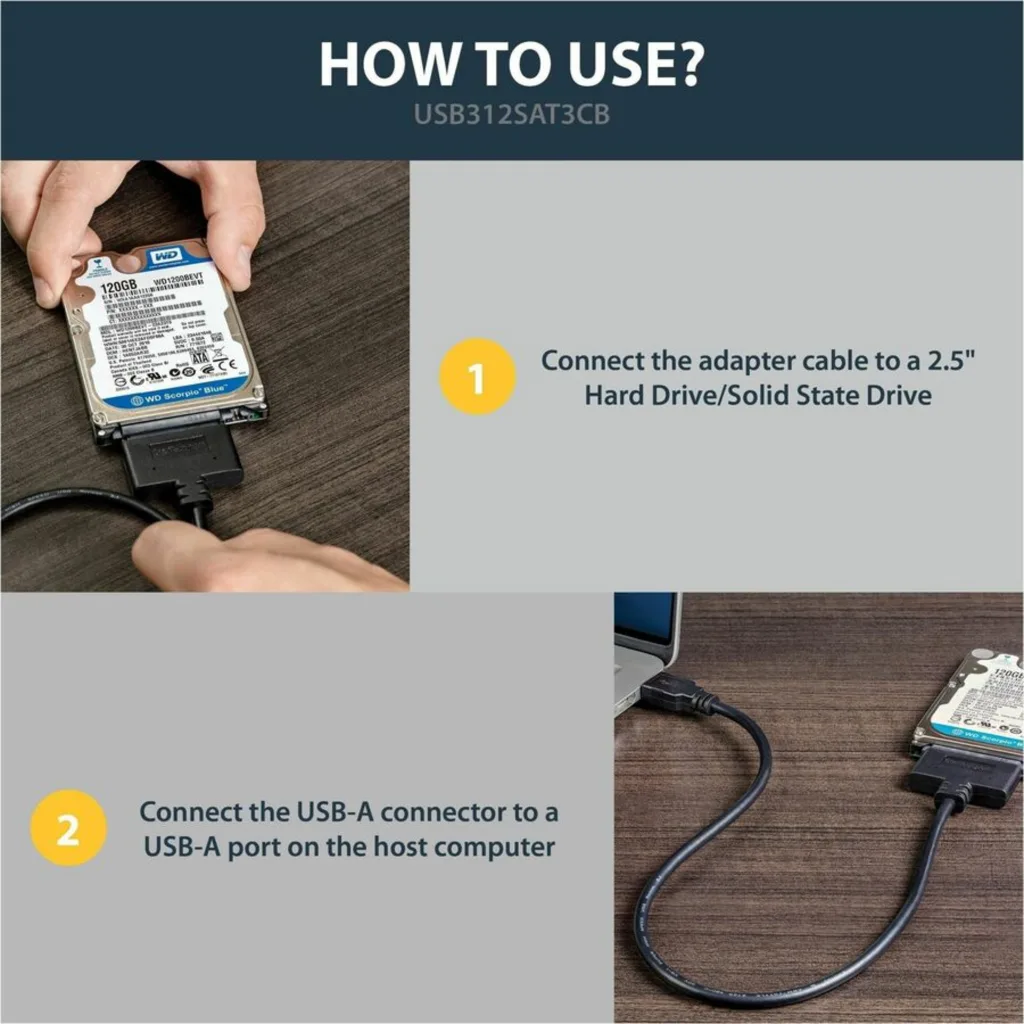 Imagen 3 de StarTech.com USB 3.1 Gen 2 (10Gbps) Adapter Cable for 2.5in SATA SSD/HDD Drives 