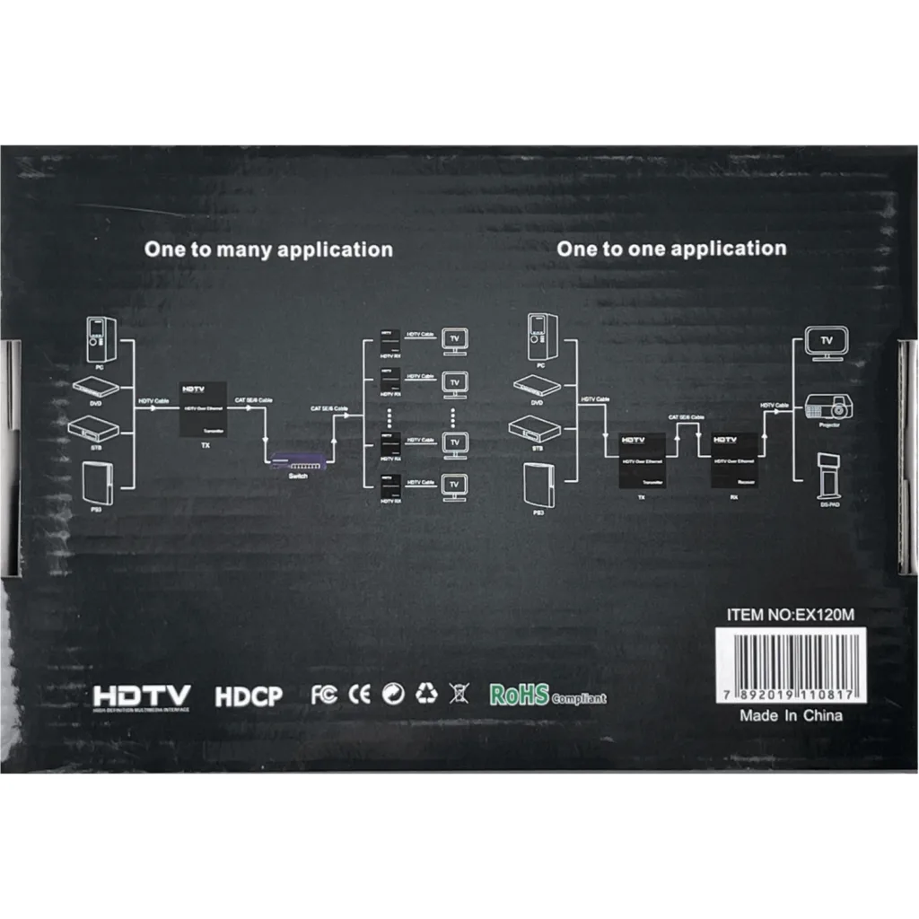 Imagen 3 de Extensión HDMI Activo 120mts HDMI+IR 1080p req-1-Cable-UTP-Cat5E inc-2x5V