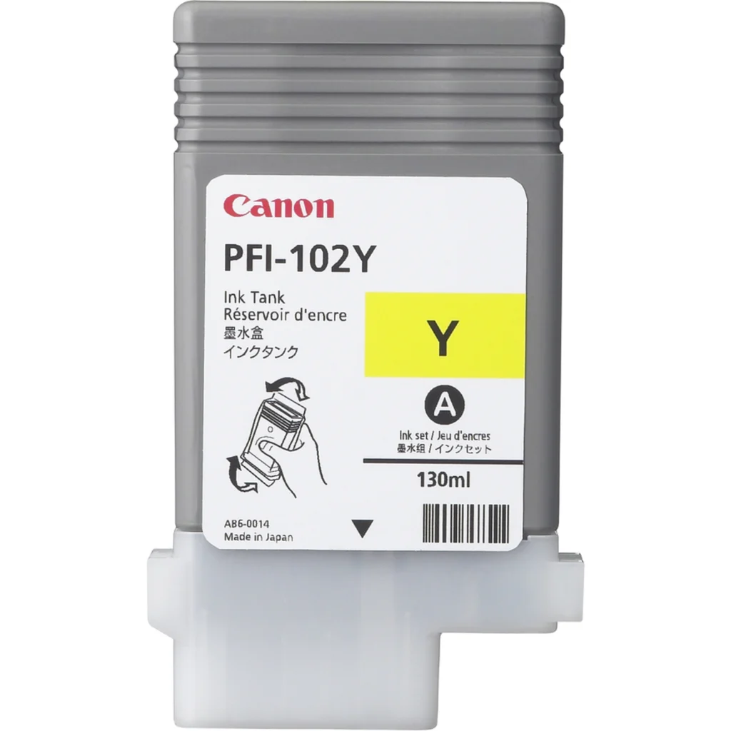 Original Canon Ink Tank PFI-102Y - Dye Yellow Ink Tank 130ml (IPF-500/IPF-750)