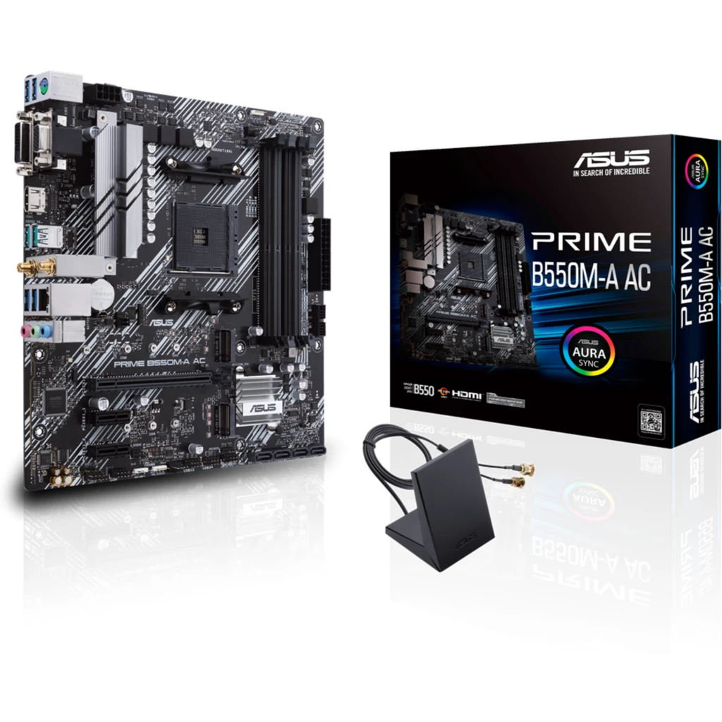 Imagen 5 de Tarjeta Madre Asus PRIME B550M-A AC AMD AM4 4*DDR4 WiFi 2*M.2 DVI HDMI VGA mATX