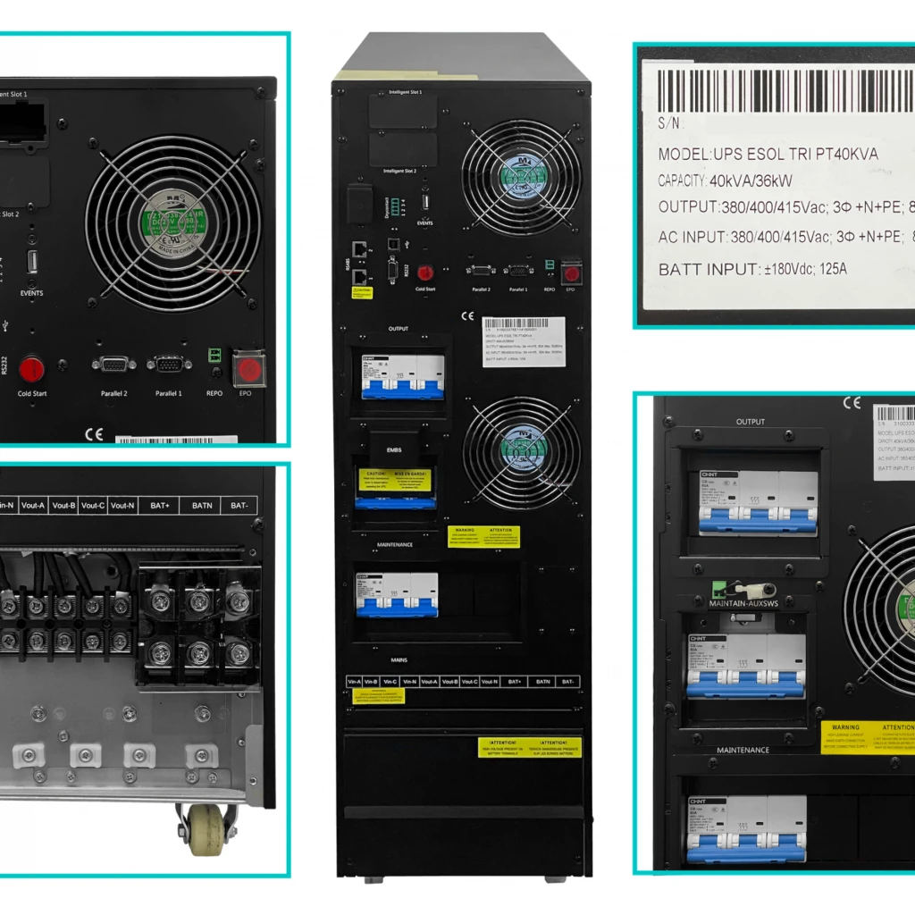 Imagen 3 de ENERSAFE Trifasica 40KVA 36kW 0ms 60x9AH Expand-192VDC UPS Torre