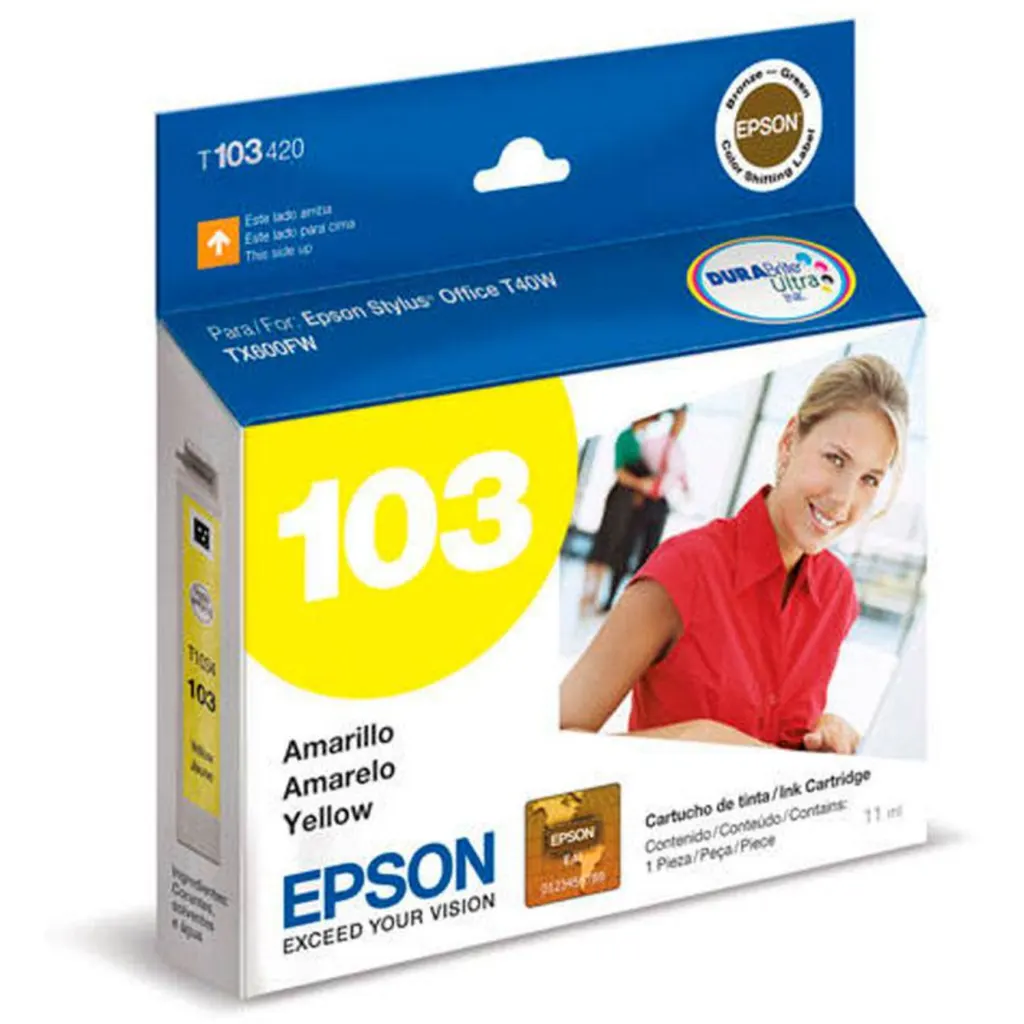 Cartridge Epson 103 Yellow Tinta para Imp Stylus T40W/TX600FW/TX550W
