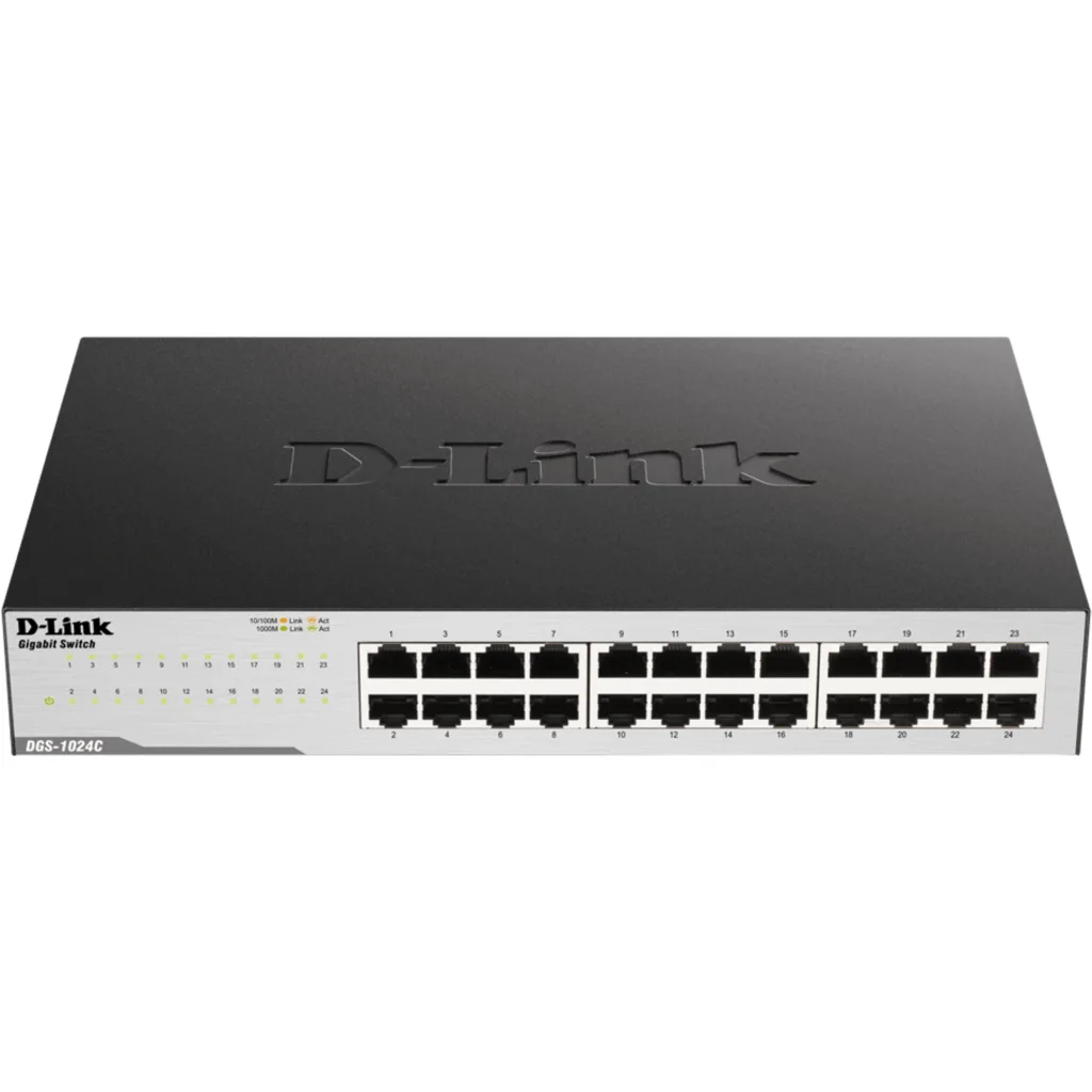 Switch D-Link DGS-1024C, 24 Prts Gigabit Ethernet (10/100/1000) No admin. Black
