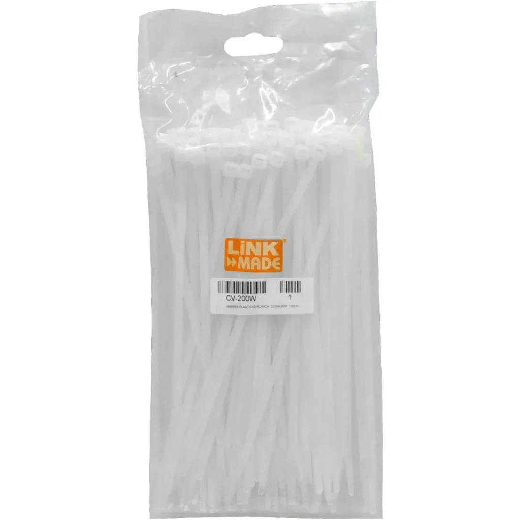 LINKMADE Blanca 203x4.6mm Amarras Plasticas 100-unidades