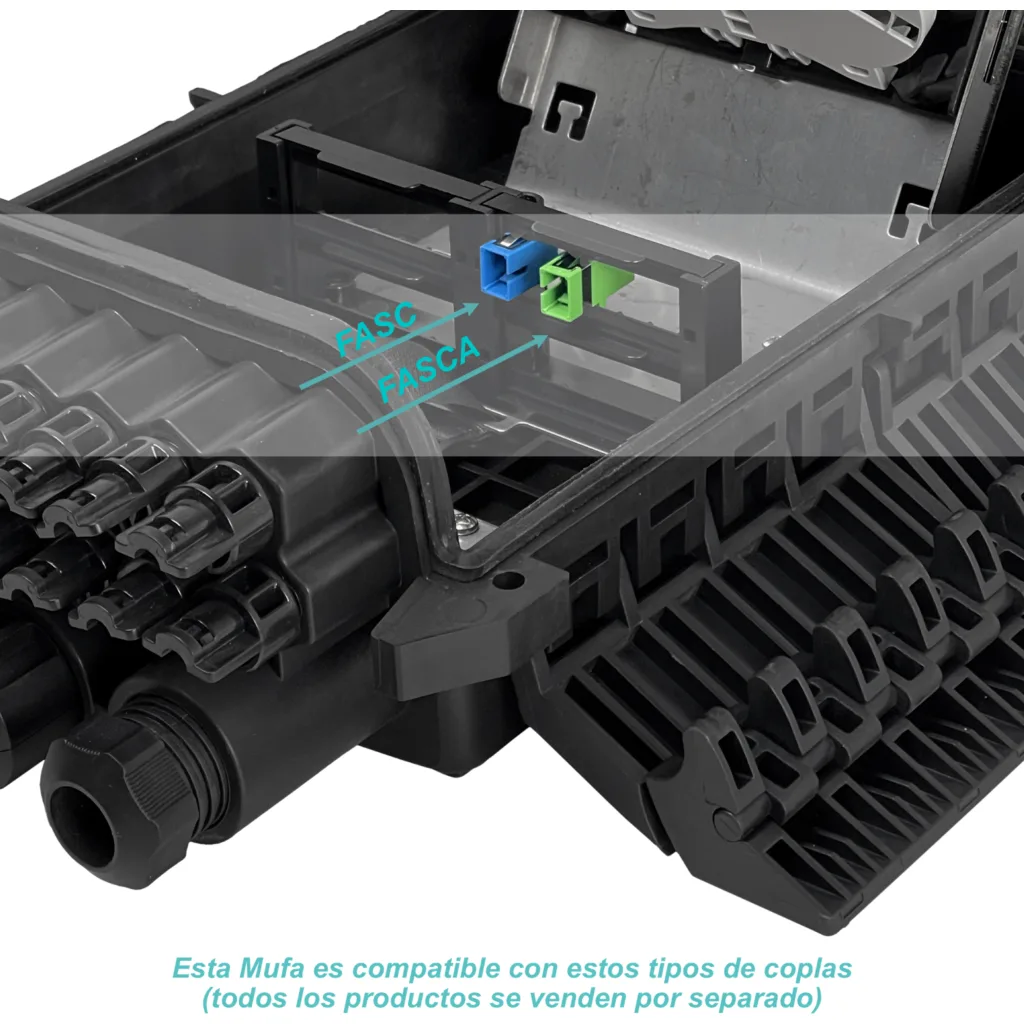Imagen 1 de Caja Mufa 4-gde 16-peq 96-Fusiones rq24-Coplas 38x24x130cm c/mang IP68