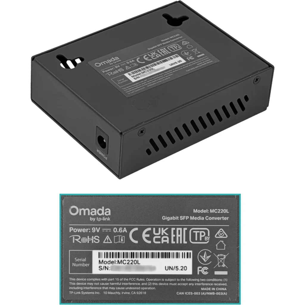 Imagen 1 de Convertidor de Medios TP-LINK 1-SFP 1-1000-RJ45 Ethernet Gigabit Plug-5.5x2.1mm