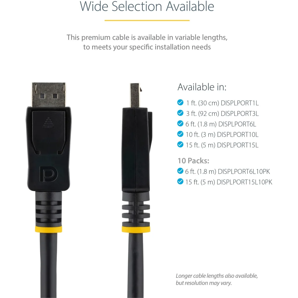 Imagen 3 de 10 ft DisplayPort Cable with Latches M/M