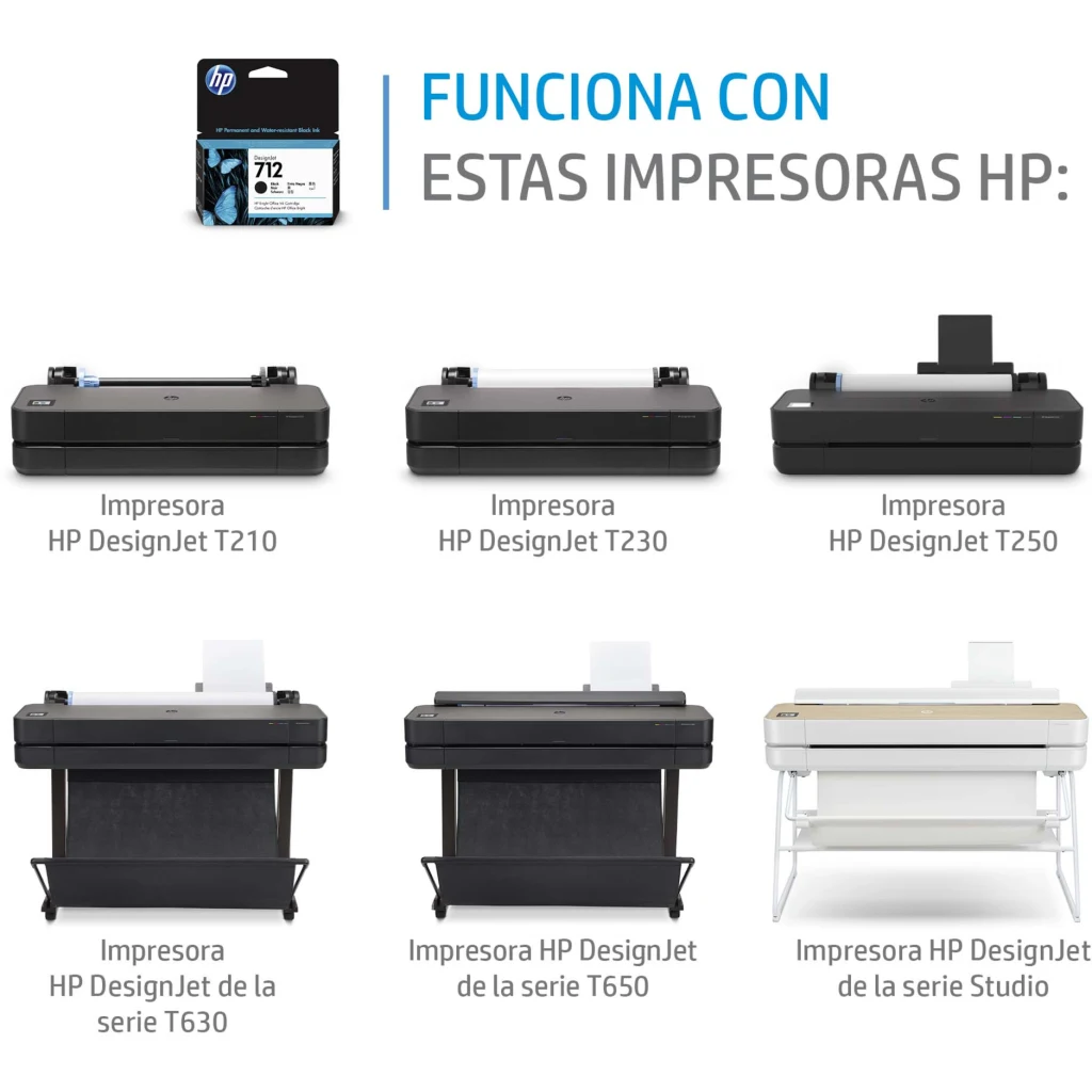 Imagen 1 de Cartridge HP 712 Negro para Impresora DJ T210 T230 T250 T630 T650, 80ml  