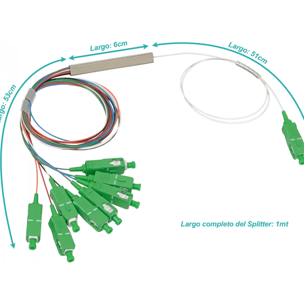 1x8 SC/APC Divisor 50cm PLC p/XGPON G657A1 0,9mm 1260-1650nm