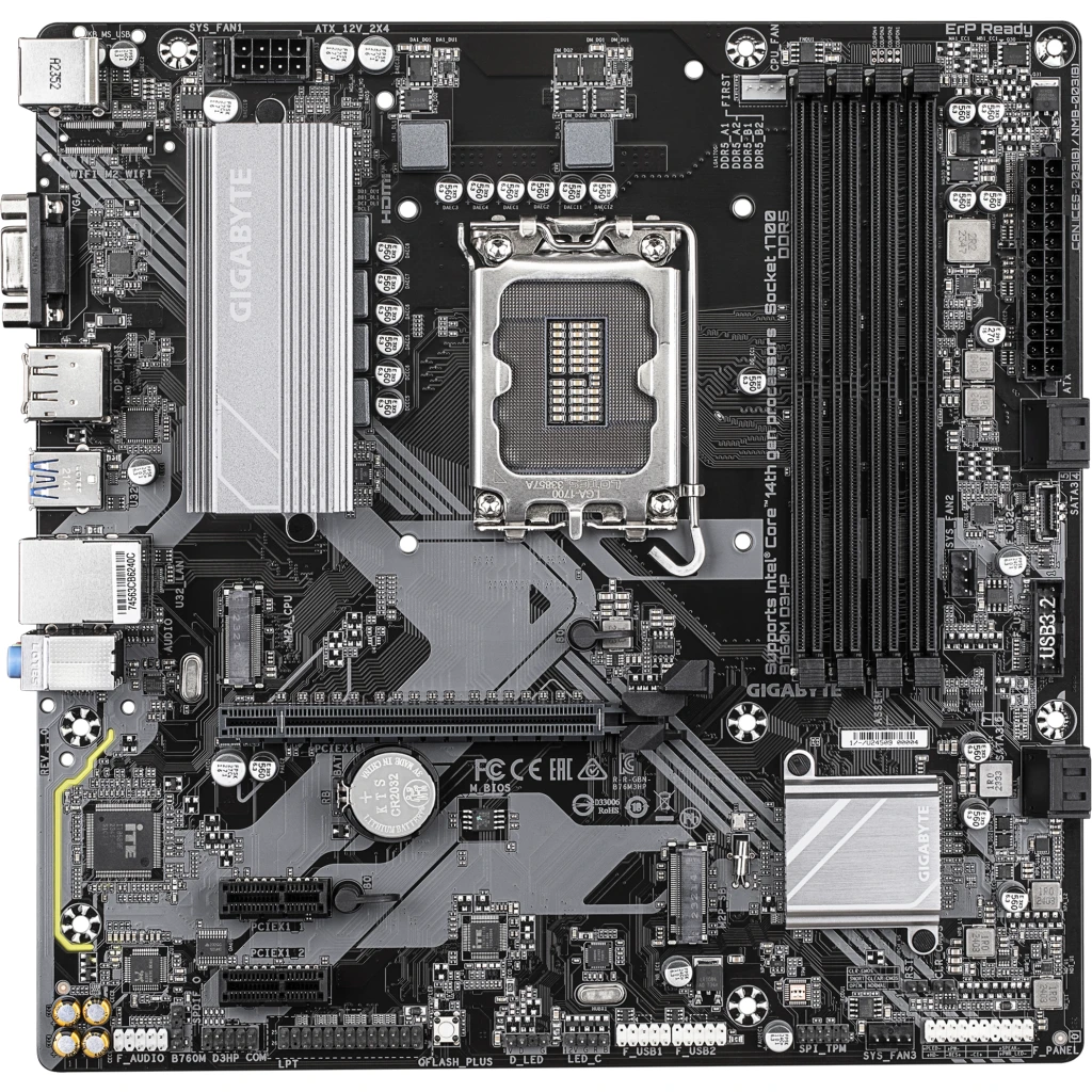 Tarjeta Madre Gigabyte B760M D3HP LGA1700 Sup 13/14°G 4*DDR5 M.2 DP HDMI mATX