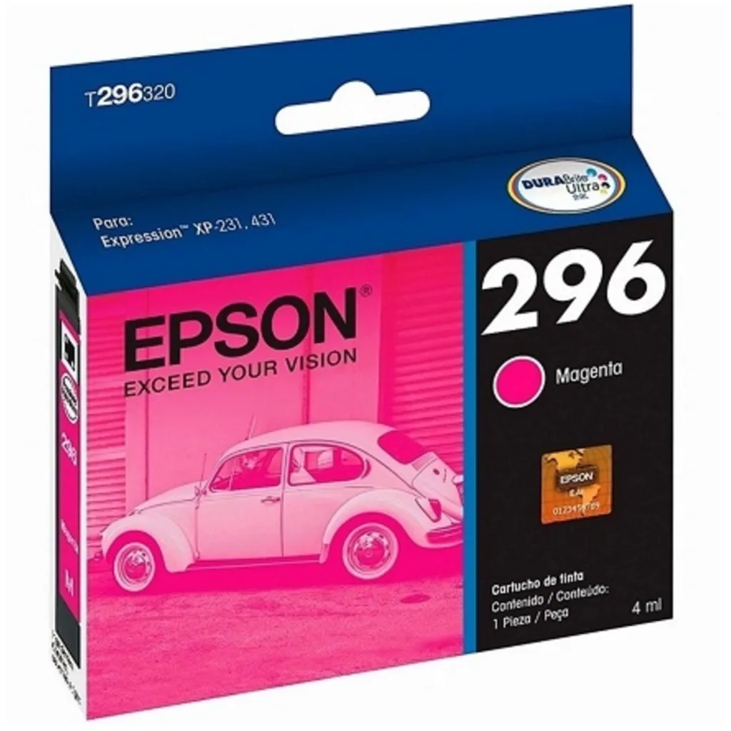 Cartridge Epson T296320 Magenta Impresora Tinta XP-231 241 431 441, 250 Páginas