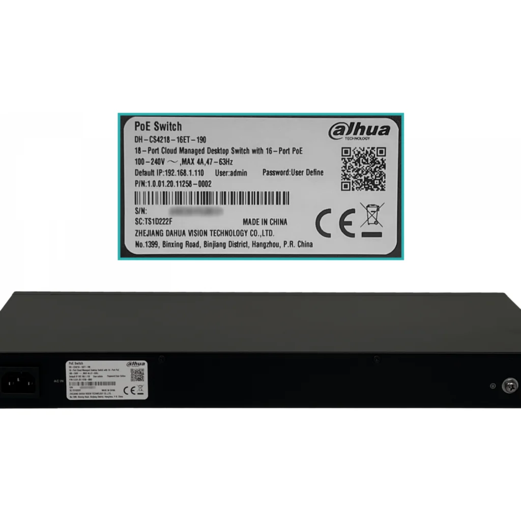 Imagen 2 de DAHUA 16-100-POE+AF/AT/BT 2-1000 2-SFP 190W-TOT CONSOLE SWITCH RACK