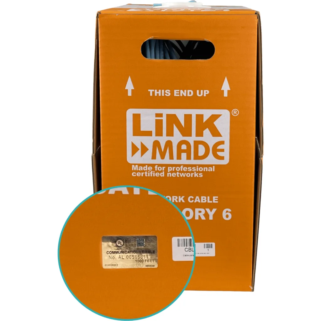 Imagen 2 de Cable de Red Linkmade CAT6 UTP LSZH Unifilar Cobre caja 305mts Color AZUL