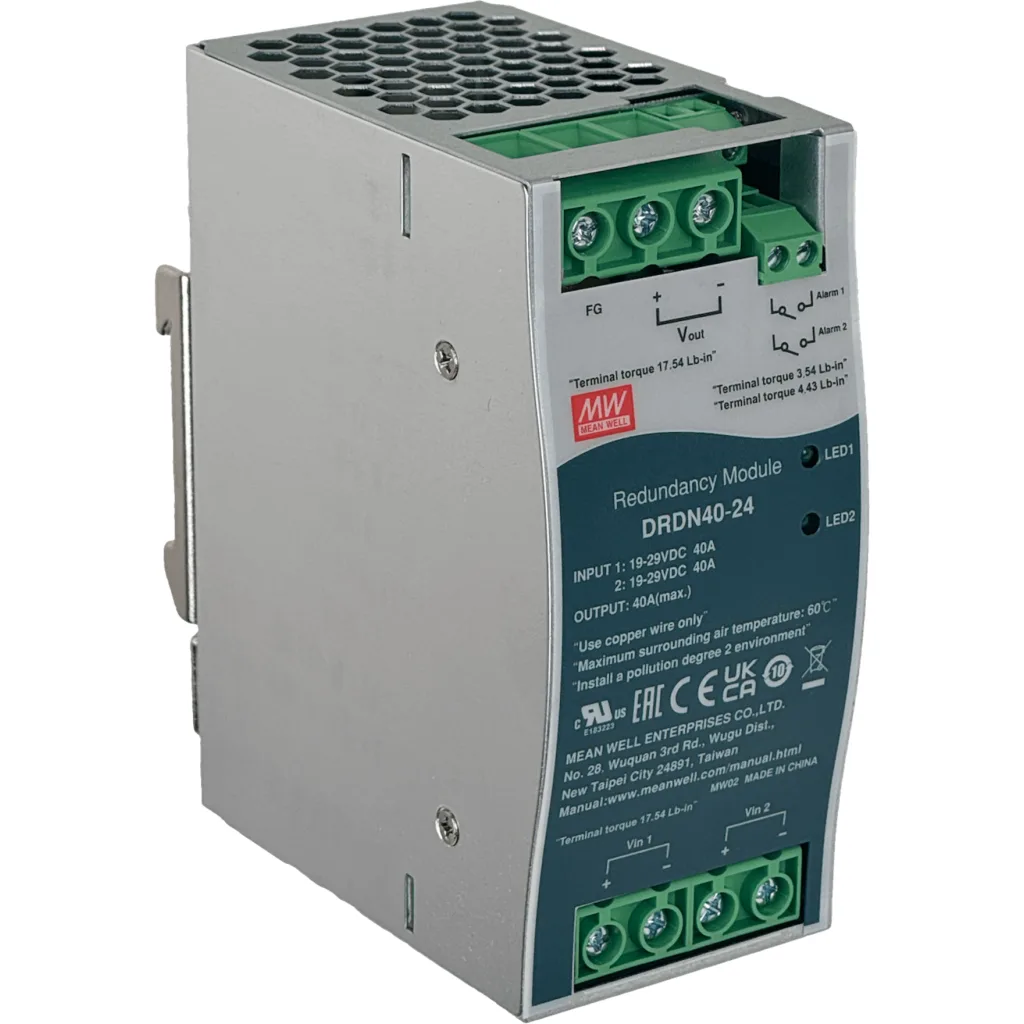 Imagen 3 de MEANWELL 24VDC 40A Modulo de Redundancia Ancho-55mm Riel-DIN 19-29VDC
