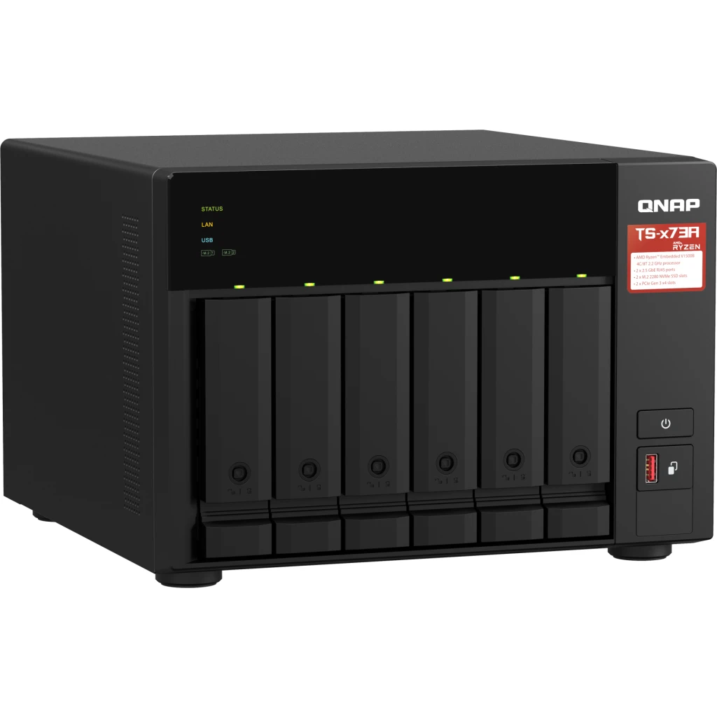 Imagen 1 de Servidor NAS QNAP 6 Bahias Amd Ryzen V1500B RAM8GB 6*3,5" Formato Torre