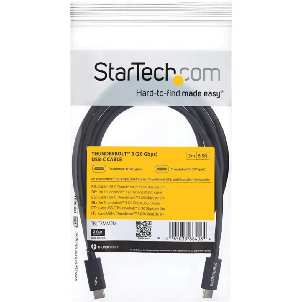 Cable Thunderbolt 3 USB-C M/M 20Gbp/s 4K 60Hz 2 Mts Nique Color Negro - StarTech