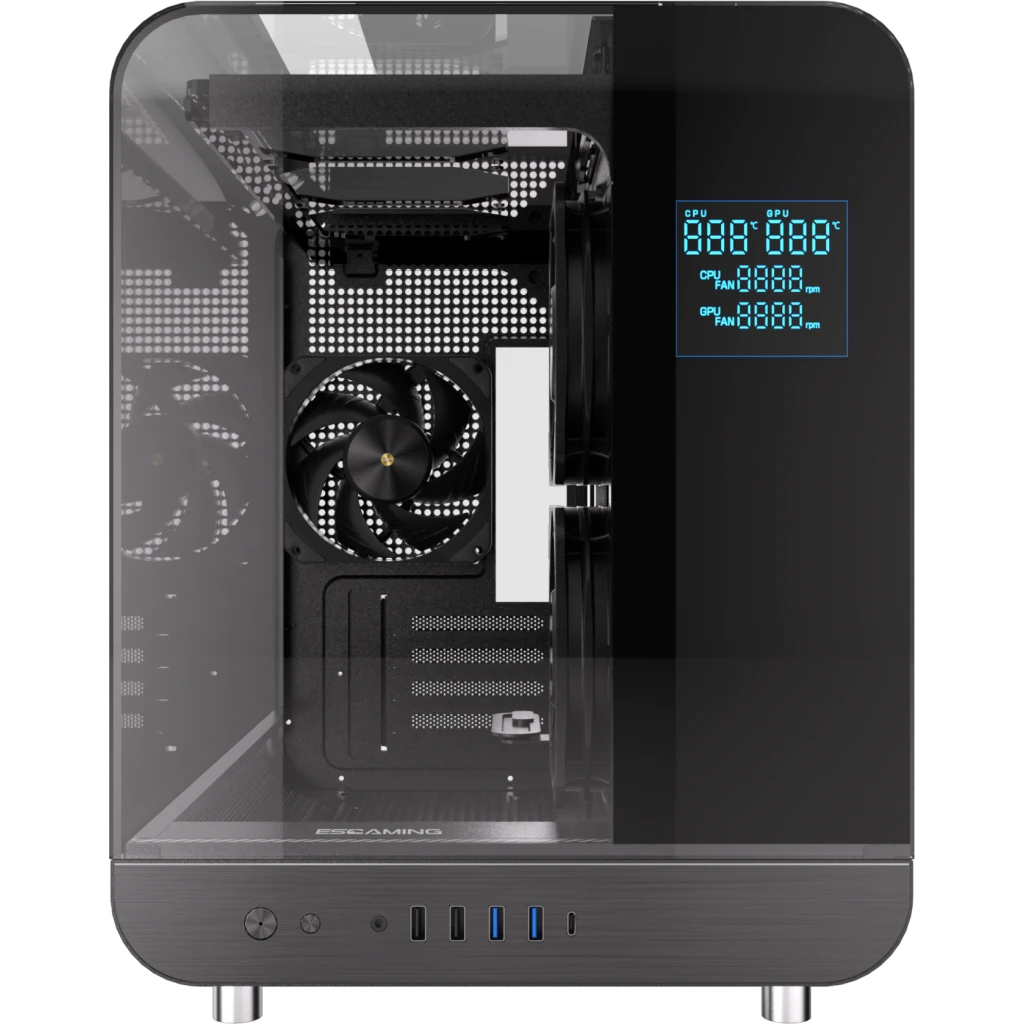Imagen 6 de GABINETE GAMER ESGAMING MATX AIRCRAFT 007 NEGRO 6 FAN, 2 BASE, 3 ABAJO, 1 TRASERO ARGB, SIN FUENTE