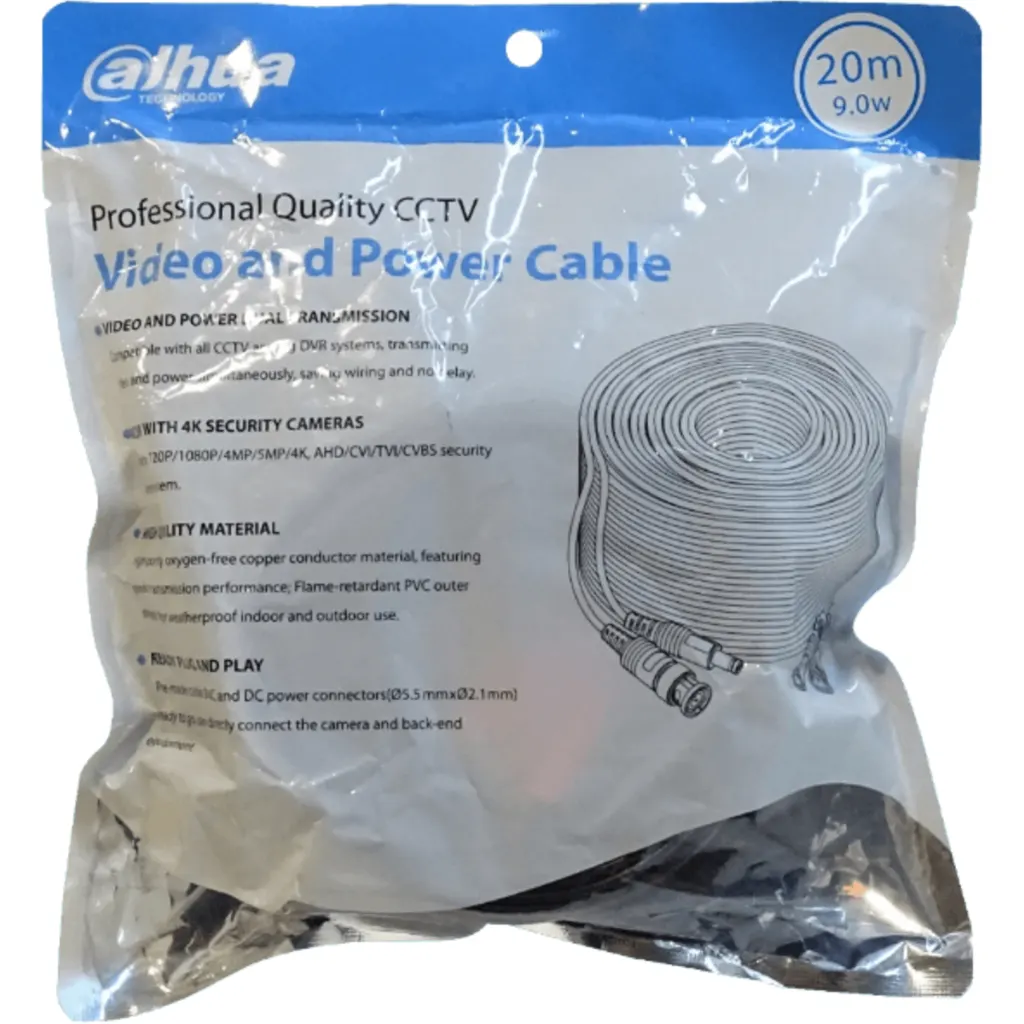 Imagen 1 de DAHUA 20mt BNC-M/M Plug-M/H Coaxial CCTV 5,5x2,1mm Cable PFM942I-20-9